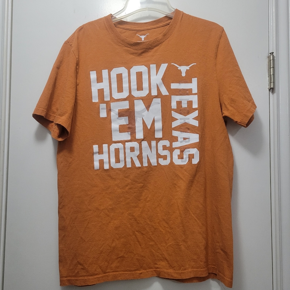 UT Texas Longhorns Hook Em Horns Burnt Orange bevo silhouette tShirt, M